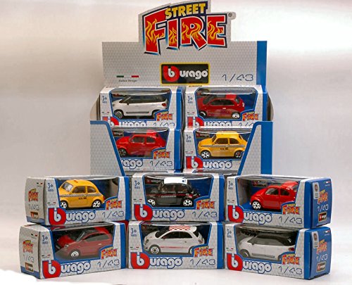 Colección Fiat 500 Street Fire (12 modelos) 1:43 Burago – Coche de carretera – Modelo – Die Cast