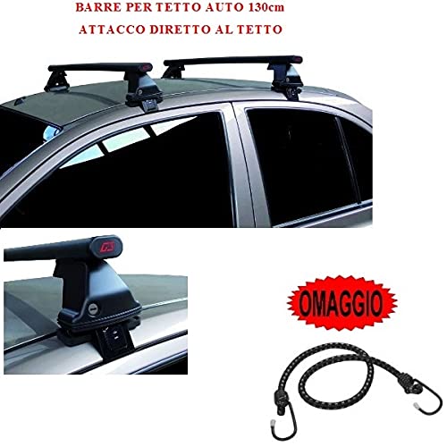 Compatible con Peugeot 308 5p 2015 (68.069) Barras Rack DE Techo para Coche Barra DE 130CM para Coches con Accesorio Directo AL Techo SIN BARANDA Rack DE Techo Acero Negro