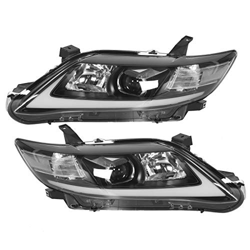 Conjunto de faros delanteros Par de proyectores Faros delanteros dinámicos DRL Lente transparente para Camry XV40 Facelift 2010-2011 LHD Carcasa negra Proyector Faros delanteros Lámparas de señal