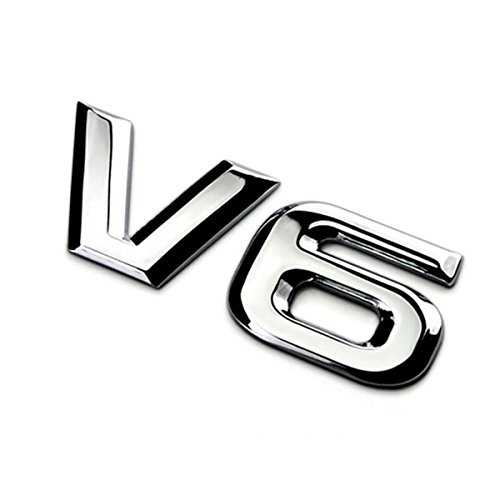 DSYCAR 3D Decoración del Coche de Metal Adhesivo de Metal V6 Truck Car Emblema Etiqueta Engomada para Universal Cars Moto Bike Car Styling Accesorios Decorativos (V6-Plata)