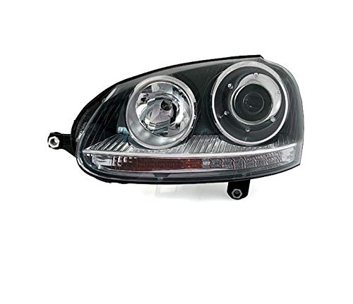 Faro izquierdo compatible con Volkswagen Golf 5 Incl. GTI 2003 2004 2005 2006 2007 2008 VP1401L Faro delantero del lado del conductor Faros Asamblea Proyector Luz delantera Lámpara de coche negro LHD