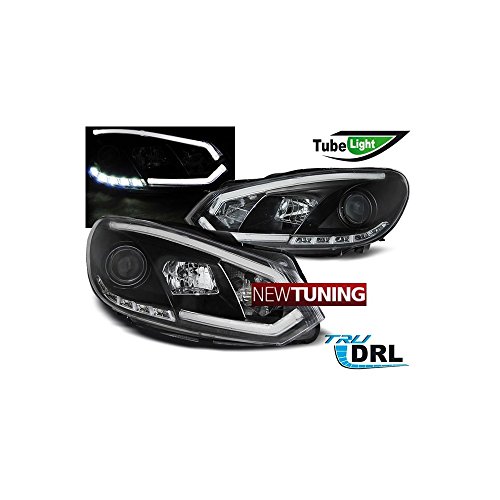 Faros delantero VW GOLF 6 10.08-12, negro, tubo, luces TRU DRL