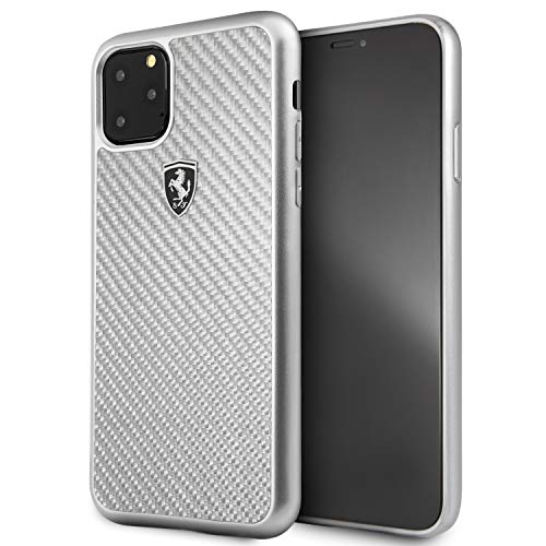 Ferrari - Funda de fibra de carbono para iPhone 11 Pro Max, carcasa rígida de carbono negro con protección contra caídas, absorción de golpes, con licencia oficial (plateada) Ferrari - Funda de fibra de carbono para iPhone 11 Pro Max, carcasa rígida de carbono negro con protección contra caídas, absorción de golpes, con licencia oficial (plateada)