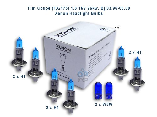 Fiat Coupe (FA_175) 1.8 16V 96kw, Bj 03.96-08.00 Xenon Headlight Bulbs H1, H1, H1, W5W Fiat Coupe (FA_175) 1.8 16V 96kw, Bj 03.96-08.00 Xenon Headlight Bulbs H1, H1, H1, W5W