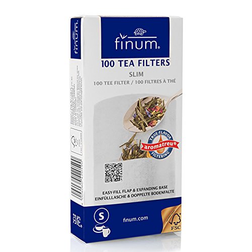 Finum - Filtros de té (100 Unidades, Capacidad máxima para 4 Tazas), Blanco, 75 x 155 mm