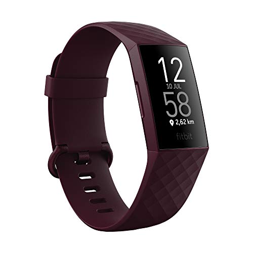 Fitbit Charge 4 Pulsera de actividad premium con GPS integrado, sumergible hasta 50m y 7 dias de batería, Morado (Ciruela)