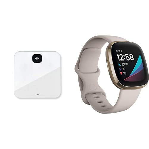 Fitbit Sense - Smartwatch avanzado de Salud con Herramientas avanzadas de la Salud del corazón + Fitbit Aria Air Scales White, Unisex-Adult, One Size
