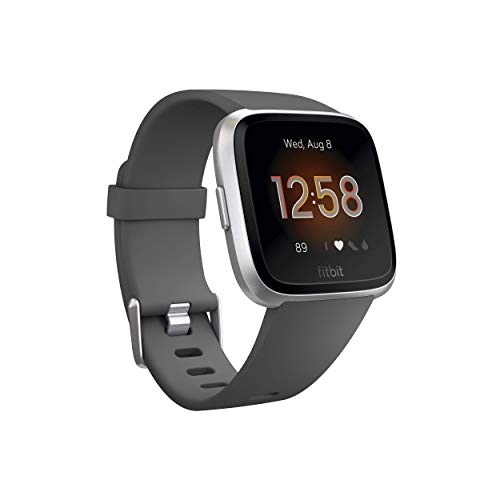 Fitbit Versa Lite Smartwatch, Aluminio carbón/Plata, Talla única (Correas S y L Incluidas)