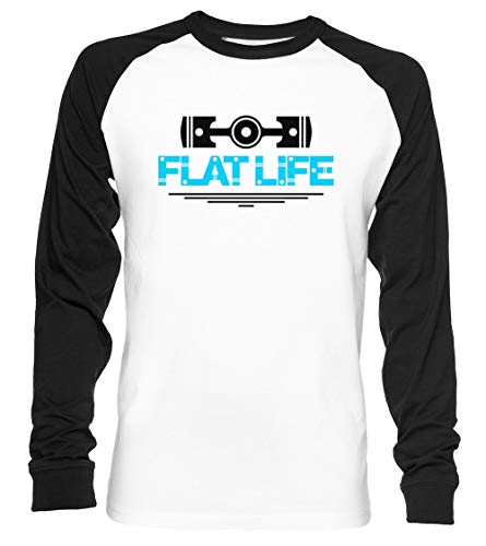 Flat Life Unisex Camiseta De Béisbol Manga Larga Hombre Mujer Blanca Negra