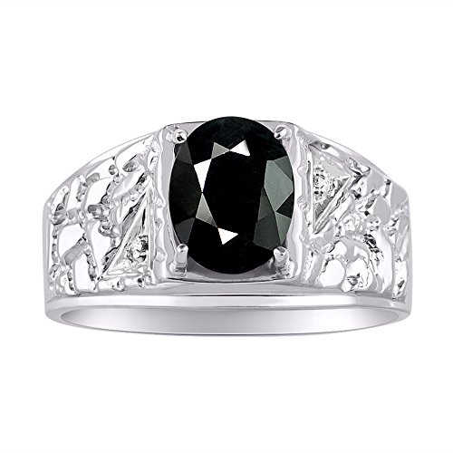Genuine 3 Carat Oval de la medianoche azul zafiro y diamantes naturales Set en exteriores – Funda estilo anillo de plata de ley 925