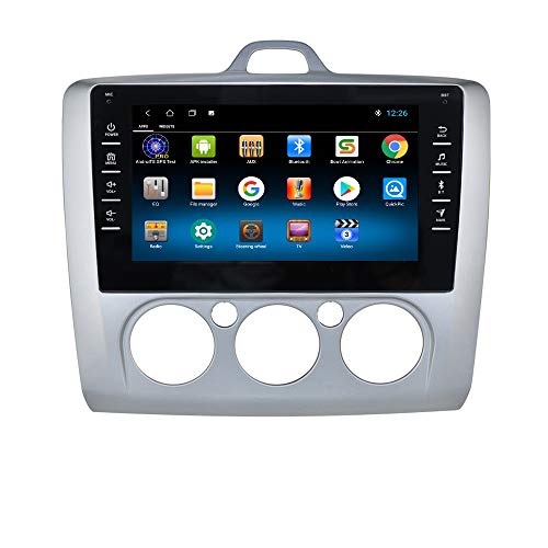 hizpo Autoradio Bluetooth Manos Libres Compatible con Ford Focus Exi MT 2 3 Mk2/Mk3 2004-2011 GPS Control Volante WiFi 4G CámaraTrasera Dab DVR Enlace de Duplicación /FM Radio/USB/OBD2 Plata