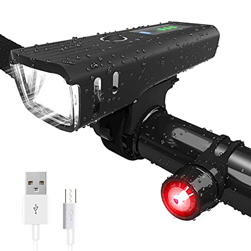 HMEDA Luz Bicicleta Recargable USB,LED Impermeable Conjuntos de Faros Delanteros y Traseros para Ciclismo, Luz LED Bicicleta para Carretera y Montaña - Seguridad para la Noche HMEDA Luz Bicicleta Recargable USB,LED Impermeable Conjuntos de Faros Delanteros y Traseros para Ciclismo, Luz LED Bicicleta para Carretera y Montaña - Seguridad para la Noche