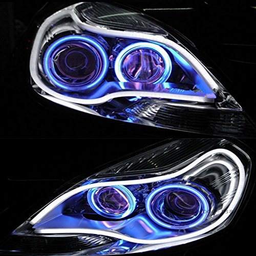 HopeU5® 2x coche LED luz de marcha diurna Universal 30CM doble color de tubo guía suave y flexible coche LED tira luz impermeable DRL luz de giro