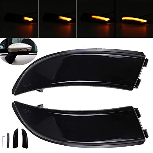 Indicadores de espejo de ala de puerta lateral LED dinámico 2X para F-ord F-iesta MK7 B-max Indicadores de espejo de ala de puerta lateral LED dinámico 2X para F-ord F-iesta MK7 B-max