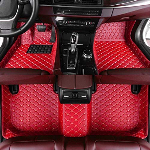 Jiahe El Alfombra Coche para Ford Edge 7-Seat 2015-2018 El Alfombra Coche para Cuero Esteras Coche Antideslizantes Alfombrillas Moqueta Impermeables Set Rojo