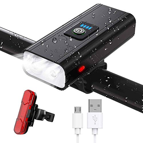 JINPXI Luz de Bicicleta LED, Luz de Bicicleta Recargable USB 6 Modos 2400 mAh Kit de Luces Delanteras y Luces Traseras LED Impermeables para Bicicleta Faros Delanteros y Traseros para Ciclismo JINPXI Luz de Bicicleta LED, Luz de Bicicleta Recargable USB 6 Modos 2400 mAh Kit de Luces Delanteras y Luces Traseras LED Impermeables para Bicicleta Faros Delanteros y Traseros para Ciclismo
