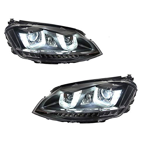 Juego de 2 faros delanteros para Golf 7 2013-2014 Bi-Xenon proyector de lente de doble haz de xenón HID con luces LED de circulación diurna