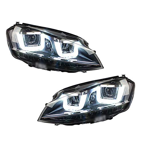 Juego de 2 faros delanteros para Golf 7 2013-2015 Bi-Xenon proyector de lente de doble haz de xenón HID con luces LED de circulación diurna