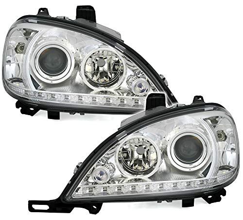 Juego de faros, cristal transparente cromado, con aspecto de luz diurna LED. Juego de faros, cristal transparente cromado, con aspecto de luz diurna LED.
