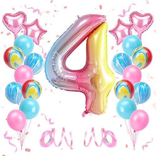KATELUO Globo de Cumpleaños 4 Años, Decoración de Cumpleaños 4 Años, Globo Numero 4 Gigante, Cumpleaños Globos 4 Años Niña, Globos de Cumpleaños Niña 4 Años para Fiestas de Cumpleaños KATELUO Globo de Cumpleaños 4 Años, Decoración de Cumpleaños 4 Años, Globo Numero 4 Gigante, Cumpleaños Globos 4 Años Niña, Globos de Cumpleaños Niña 4 Años para Fiestas de Cumpleaños