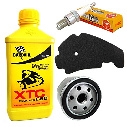 Kit de revisión Bardahl XTC C60 5W40, filtro de aceite, aire y bujías para Piaggio MP3 Sport ABS 500 2014/2015