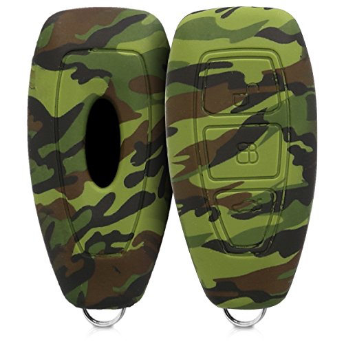 kwmobile Funda Compatible con Ford Llave de Coche Keyless Go de 3 Botones - Carcasa Protectora Suave de Silicona - Camouflage