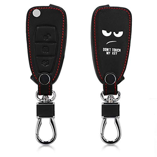 kwmobile Funda Compatible con Ford Llave de Coche Plegable de 3 Botones - Cubierta de Cuero sintético - Case para Mando y Control de Auto Don't Touch my Key