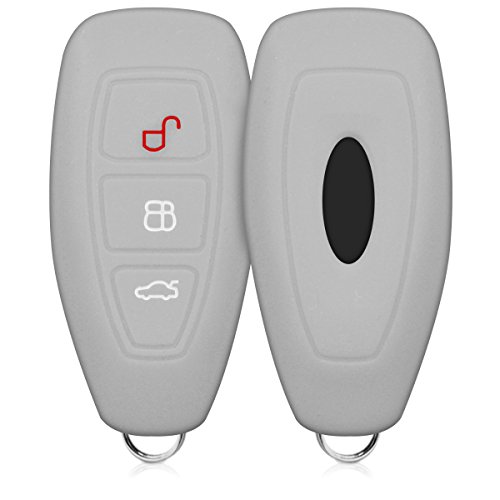 kwmobile Funda de Silicona Compatible con Ford Llave de Coche Keyless Go de 3 Botones - Carcasa Suave de Silicona - Case Mando de Auto Gris