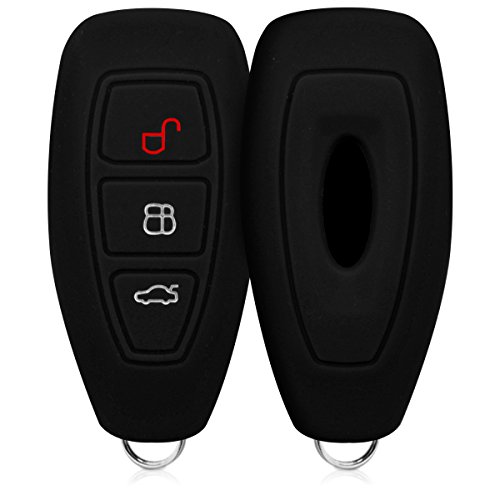 kwmobile Funda de Silicona Compatible con Ford Llave de Coche Keyless Go de 3 Botones - Carcasa Suave de Silicona - Case Mando de Auto Negro