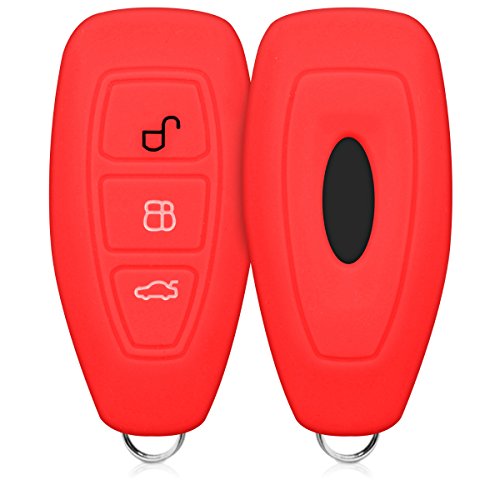 kwmobile Funda de Silicona Compatible con Ford Llave de Coche Keyless Go de 3 Botones - Carcasa Suave de Silicona - Case Mando de Auto Rojo