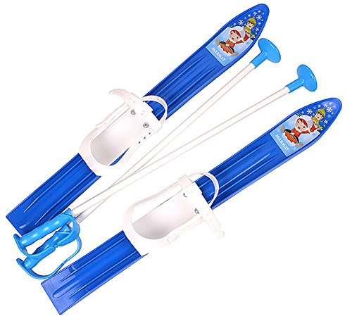 MARMAT Esquís para niños con fijación + bastones, plástico, 5 colores, 60 cm (azul)
