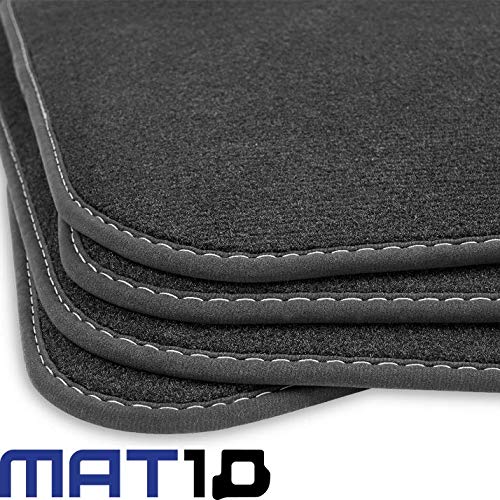 MAT10 Silver-Line: Alfombrillas para Ford Ranger de Doble Cabina Pick Up año de fabricación 2006 – 05 – 2012 – 07, Alfombrillas de Terciopelo, 4 Piezas, Color Negro, Ajuste garantizado