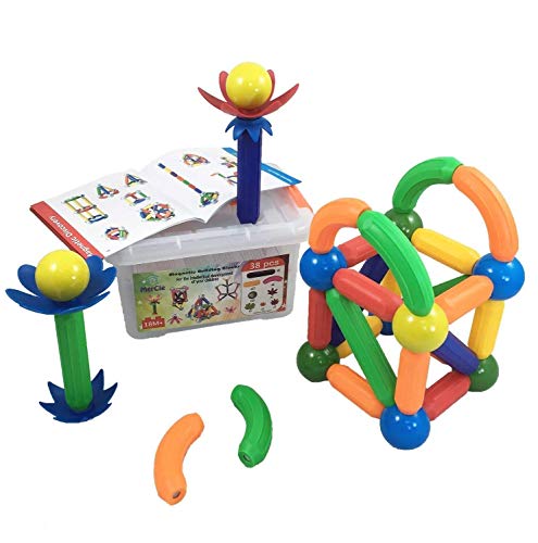 MerCie Bloques de construcción magnéticos | 38 Piezas: Palos magnéticos y Bolas XXL + Flores + Caja de Almacenamiento de plástico | Gran Regalo Creativo para niños y niñas a Partir de 18 Meses MerCie Bloques de construcción magnéticos | 38 Piezas: Palos magnéticos y Bolas XXL + Flores + Caja de Almacenamiento de plástico | Gran Regalo Creativo para niños y niñas a Partir de 18 Meses