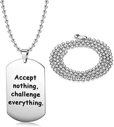N/A - Collar de Acero con Colgante para Mujer, Hombre, Perro, Cadena de Bolas de Acero Grabado, 51 cm de febrero 76 cm N/A - Collar de Acero con Colgante para Mujer, Hombre, Perro, Cadena de Bolas de Acero Grabado, 51 cm de febrero 76 cm