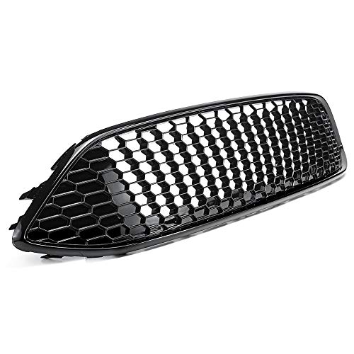 Negro coche parachoques delantero panal malla centro parrilla panel parrilla parrilla ajuste para Ford Focus Mk3 St línea 2015 2016 2017 Negro coche parachoques delantero panal malla centro parrilla panel parrilla parrilla ajuste para Ford Focus Mk3 St línea 2015 2016 2017