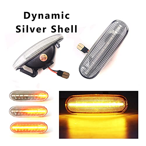 NERR YULUBAIHUO 2 unids dinámico led Marcador Lateral luz lámpara de Giro Apto para Fiat Panda 169 Van Punto EVO 199 DoBlo Fiorino 225 QUBO 225 STILO 192 (Emitting Color : Dynamic Silver)