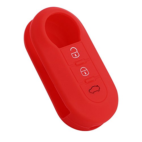NOPNOG Funda protectora para llave de coche de silicona para Fiat 500 500L, color rojo
