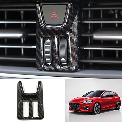 para Focus MK4 2019-2021 Hatchback 5 puertas Interruptor de luz de advertencia Cubierta Plástico ABS 1 pieza (Color de fibra de carbono)