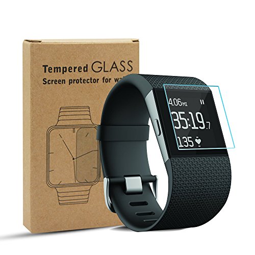 Pinhen - Protector de pantalla de cristal templado para reloj inteligente Fitbit Surge