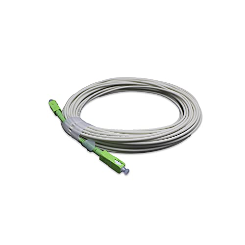 PRENDELUZ Cable Fibra ÓPTICA Universal - Color Blanco SC/APC a SC/APC monomodo simplex 9/125, Compatible con Orange, Movistar, Vodafone, Jazztel. (15 Metros)