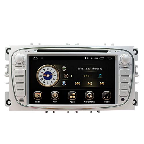 Radio estéreo para coche en el tablero de navegación para Ford Focus S-MAX Mondeo C-MAX Galaxy, pantalla táctil HD de 7 pulgadas Android 9.0 reproductor de DVD de doble DIN Bluetooth