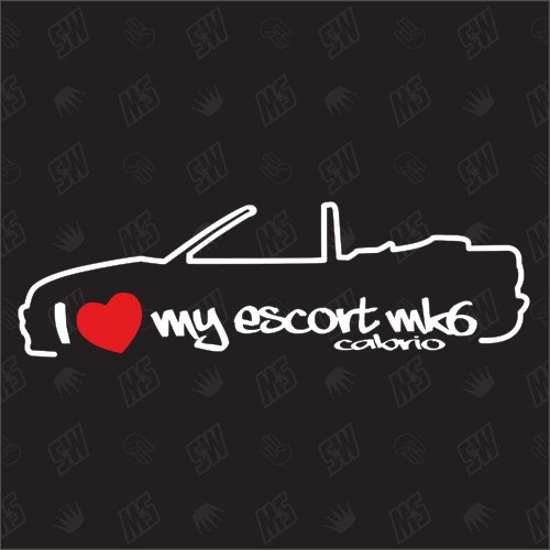 speedwerk-motorwear I Love My Escort MK6 Cabrio - Pegatina Compatible con Ford 1992-1995.