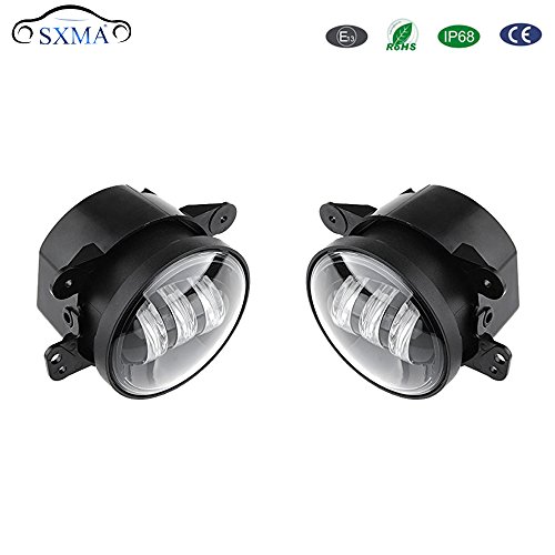 SXMA Emark 4 pulgadas LEDs redondos antiniebla 30W faro faro antiniebla de haz puntual para Harley que conduce luces de parachoques delanteras offroad (2 piezas) HL023