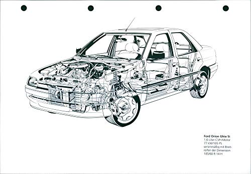Technical drawing of Ford Orion Ghia Si - Vintage Press Photo