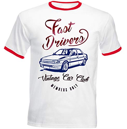Teesandengines Ford Escort GHIA Fast Drivers p T-Shirt de Hombre con Bordes Rojos Size Xxlarge