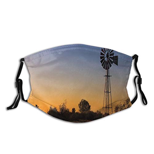 WENZXC Cubierta facial cómoda a prueba de viento, puesta del sol en Kalahari, imagen de naturaleza rural, decoración facial impresa para todos los niños
