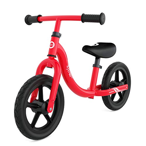 XJD Bicicleta sin Pedales para niños de 1.5 a 5 Años First Bike para Niños Bici para Aprender a Mantener el Equilibrio con Manillar y Sillín Ajustables hasta 30 Kg (Rojo)
