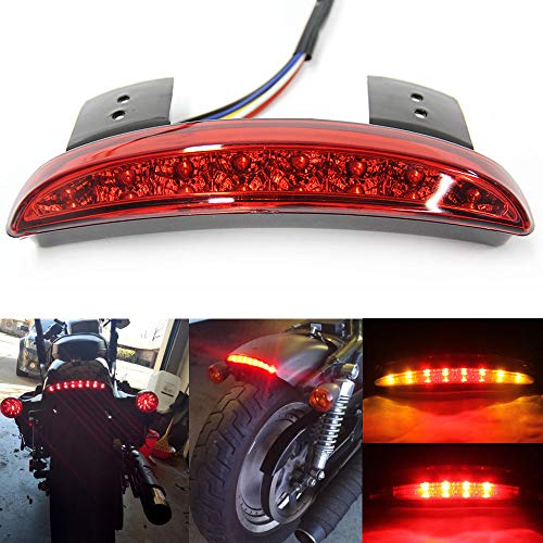 12V 8 LED Luz trasera de motocicleta con picador de lente roja Luz de placa de borde de guardabarros trasero Luz de freno trasera con luz de señal de giro apta para Sportster XL883N 1200N XL1200V