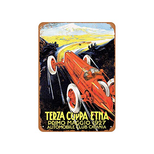 43LenaJon Cartel de metal rústico Etna Cup Auto Race Catania Sicilia, estilo vintage, para decoración de casa de granja, Mancave regalo de inauguración de la casa, 20,3 x 30,5 cm