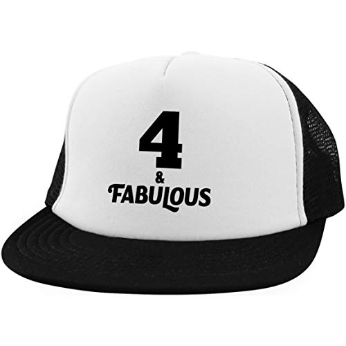 4th Birthday 4 & Fabulous - Trucker Hat Visera, Gorra de Béisbol/Golf - Regalo para Cumpleaños, Aniversario, Día de Navidad o Día de Acción de Gracias
